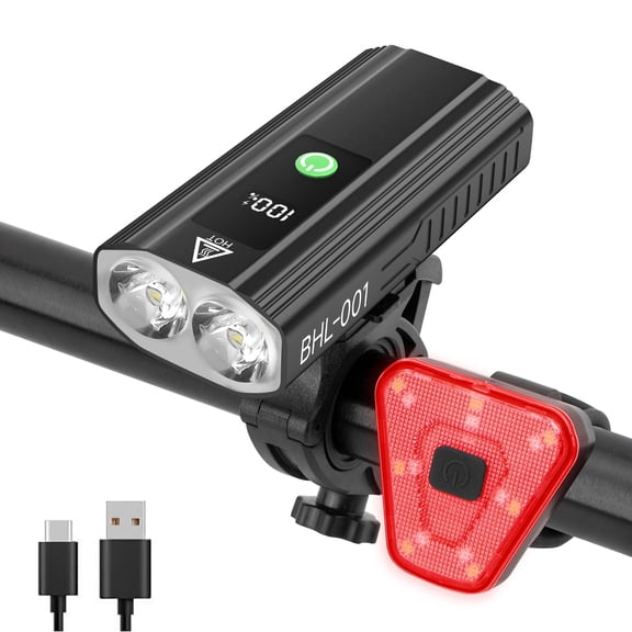Super Bright Bike Lights for Night Riding, 5000mAh USB C Rechargeable LED Bicycle Light Front and Rear, 2000 Lumens Headlight and Back Tail Light Set for Road Mountain