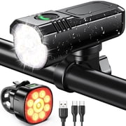 Super Bright Bike Lights for Night Riding, Adjustable Modes Bicycle Lights Front and Rear, Rechargeable & IP65 Waterproof Bike Headlight and Taillight Set for Mountain MTB Road Cycling Commuting