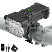 Super Bright Bike Lights for Night Riding, 3500LM Bike Headlight Bicycle Light with Battery Level Display, USB Rechargeable