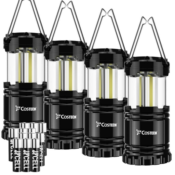 Super Bright Camping Lantern, Costech Portable Outdoor Lights Hanging Flashlight Camping Gear Equipment with Batteries for Hurricane Storm Outage Emergency 4 pack