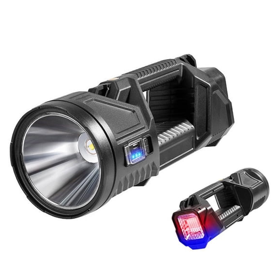 Super Bright Double-Head Portable Flashlight, Super Bright Handheld Spotlight, High Lumens LED Flashlight, Large Battery Long Lasting Powerful
