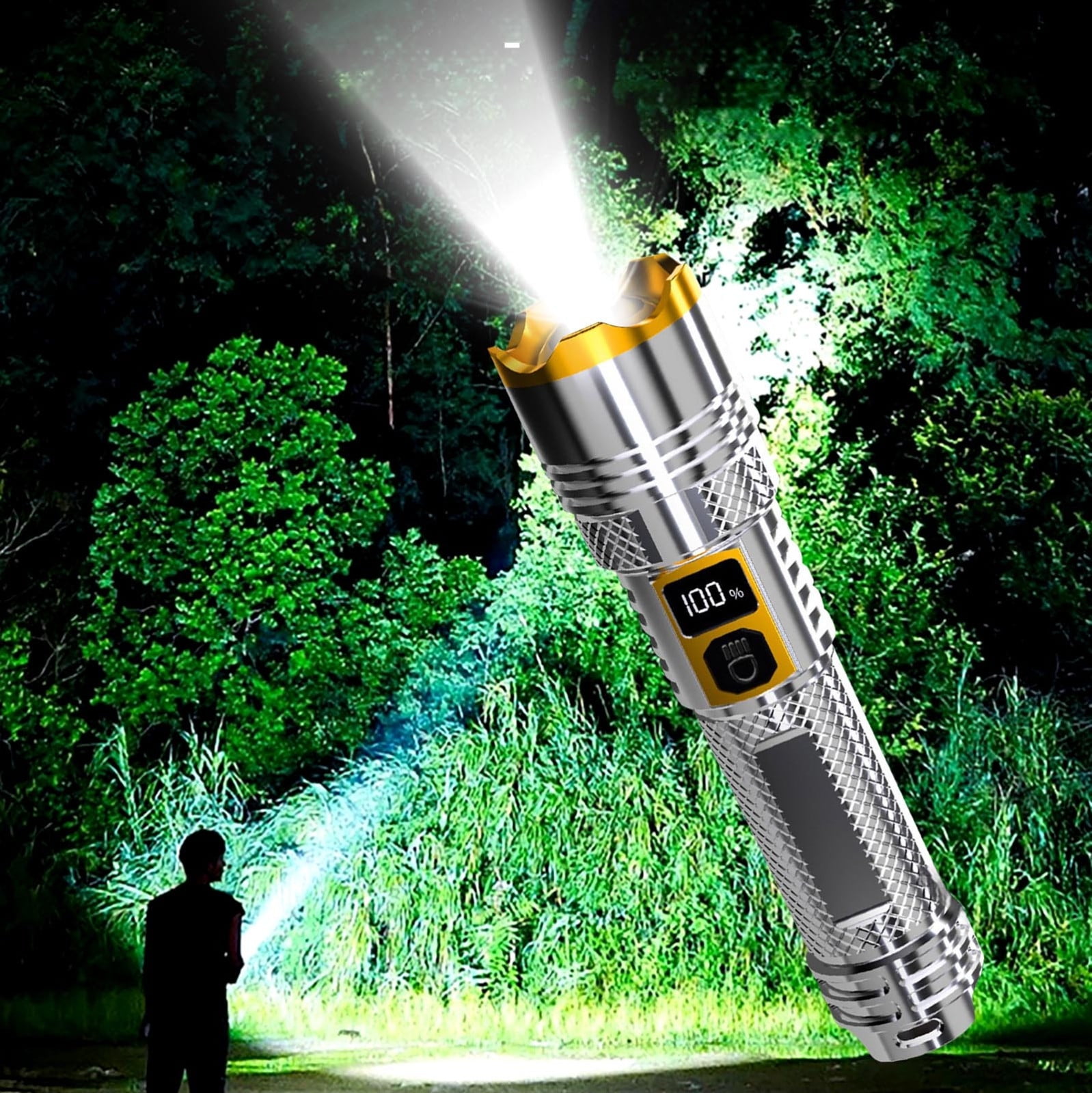 Super Bright Flashlight, Eight-Eyed, High-Power Beam, Long Range, USB ...