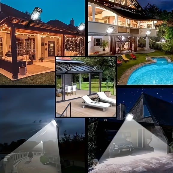 Super Bright Jumbo Solar Led Lamp, 3 Lighting Modes Solar Street Light Outdoor, Solar Flood Lights Outdoor Design For Garden, Yard, Parking Lot