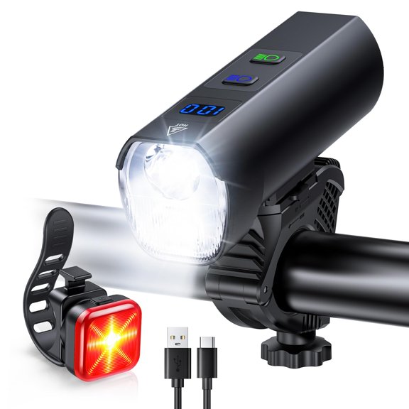 Super Bright LED Bike Lights for Night Riding, USB Rechargeable Bike Headlight & Tail Light Set Waterproof Bicycle Lights, 11+5 Modes Bike Light Front and Back, 360Rotatable Brackt