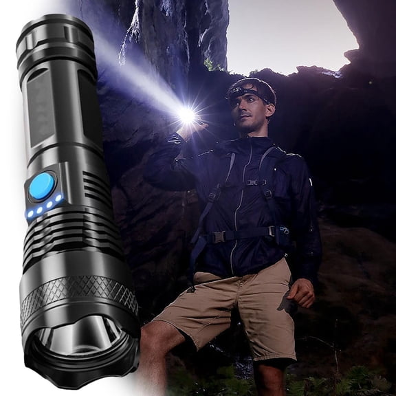 Super Bright LED Flashlight High Lumens - USB Rechargeable 18650 Battery Powered, 200-500M Long Range, Focus Zoom, Portable Outdoor Emergency Light for Camping Hiking Blackout