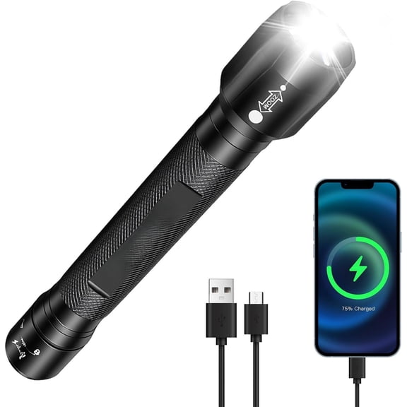 Super Bright LED Flashlight, Rechargeable Flashlights 2000 High Lumens, Long Range, High Powerd Multi-Functional Heavy Duty  Flash Light High Beam, for   Camping