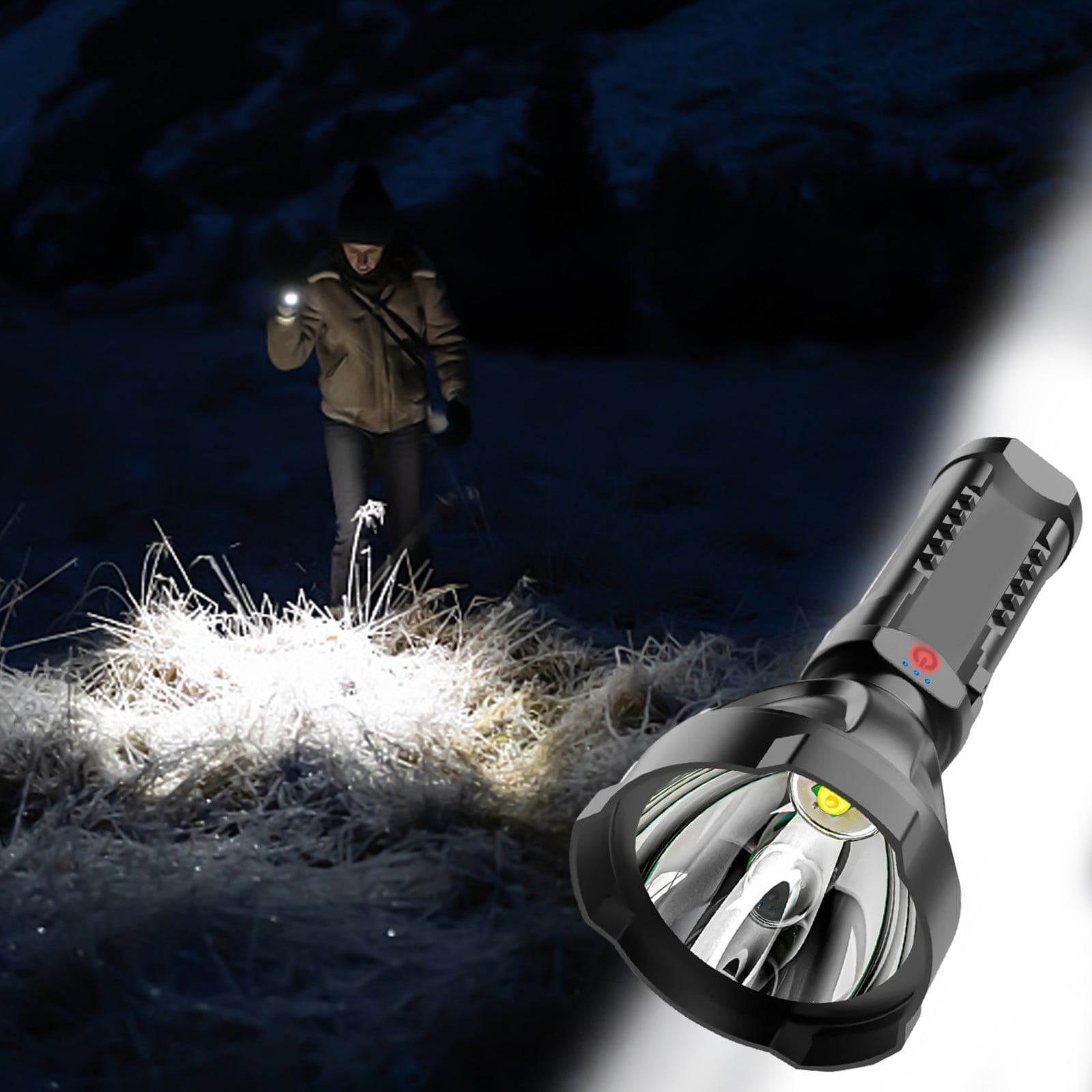 Durable Rugged Flashlight Super Bright LED Flashlight, USB Charging, Remote Control, Rugged ...