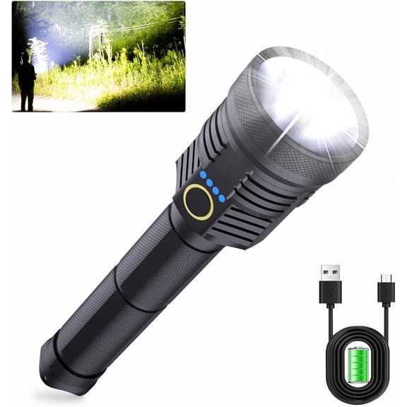 Super Bright LED Flashlights High Lumens, Tactical Rechargeable Flashlight 990,000 Lumens with 4 Modes & Waterproof, Handheld Powerful 12000mAh High Capacity Flash Light for Outdoor or Emergencies