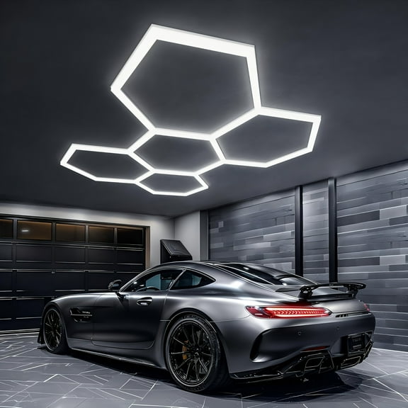 [Super Bright LED Garage Light] 24 Pack Hexagon LED Garage Light - 26400LM Super Bright Ceiling LED Shop Light - Updated Bigger Size for Warehouse Workshop Gym Basement Car Care Wash Room