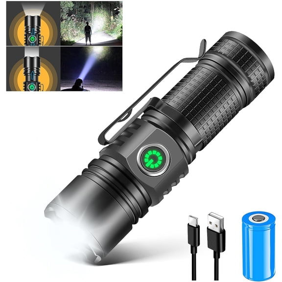 Super Bright LED Mini Flashlights with Portable Clip &amp; Tail Magnet Rechargeable Hat Clip Light, EDC Zoomable 3 Modes, Waterproof Tactical Flashlight for Hiking, Camping, Hurricane Outage