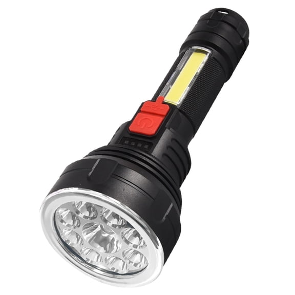 Super Bright LED Torch Flashlight - Compact USB Rechargeable Handheld Light for Home & Outdoor Use ( Black )