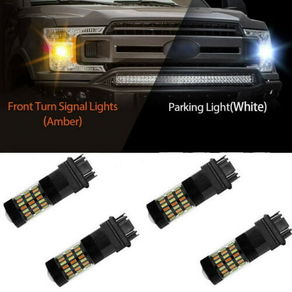 Super Bright Low Power 3157 3156 3057 4157 LED Bulbs for Front/Rear Turn Signal Blinker Lights Or Brake Tail Parking Lights, White Amber