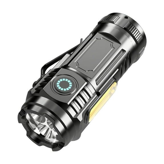 Super Bright Mini Three-Eyed LED Flashlight with Hat Clip USB Rechargeable for Outdoor Camping Hiking A