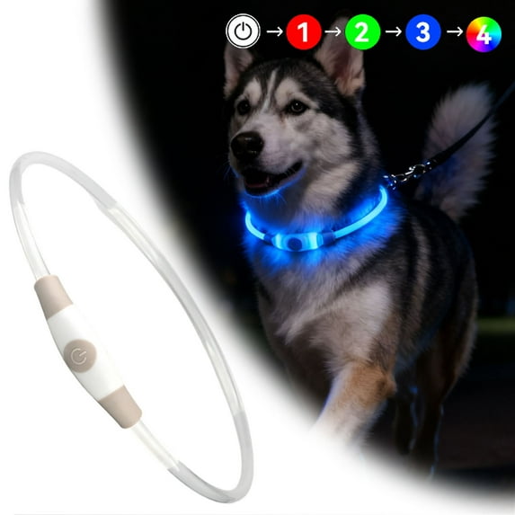 Super Bright RGB LED Dog Collar with Type C Rechargeable Battery and Multiple Lighting Modes for Enhanced Nighttime Visibility