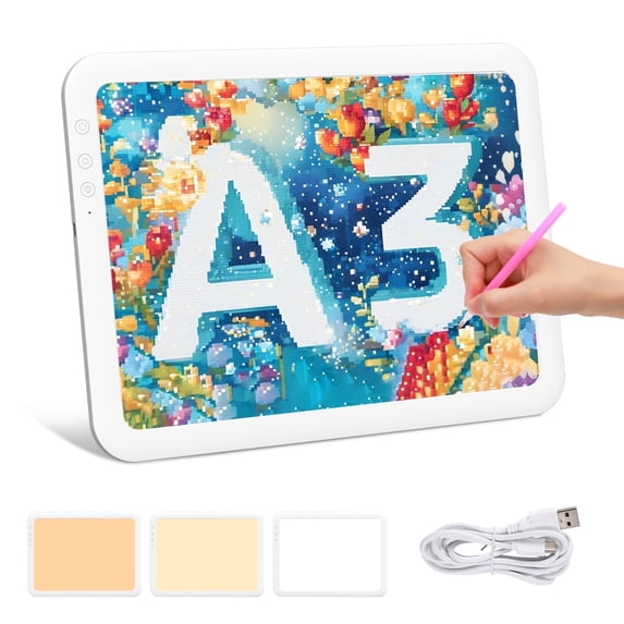 Elice Rechargeable A3 LED Light Box for Tracing, Super Bright 6670 Lux Wireless Drawing Light Board for Artists Sketching 3500mAh Battery Powered Lightpad for Diamond Painting