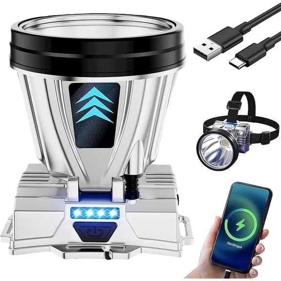 Super Bright Rechargeable High Power Headlamp,Hunting Led Headlamp Fishing Light,High Power Outdoor Spotlight Waterproof,Portable Head Flashlight for Camping