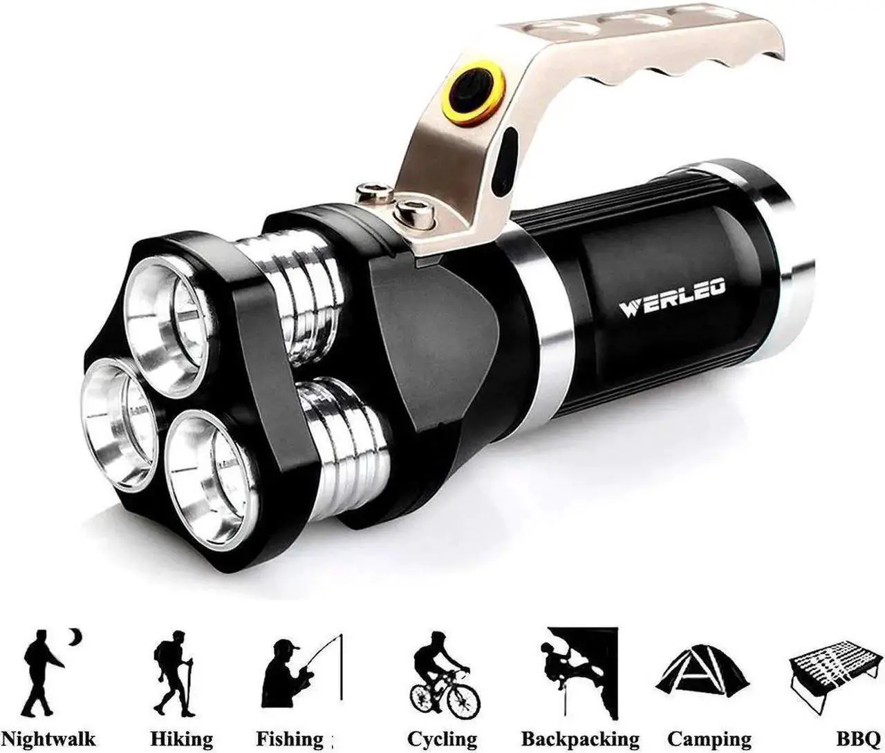 anlook super bright rechargeable led searchlight tactical flashlight at walmart Spotlight Flashlight, Handheld Spot Light with COB Light & Foldable Stand, Waterproof Long Lasting Hand Held and Strobe to suit different needs Super Bright Rechargeable Tactical LED