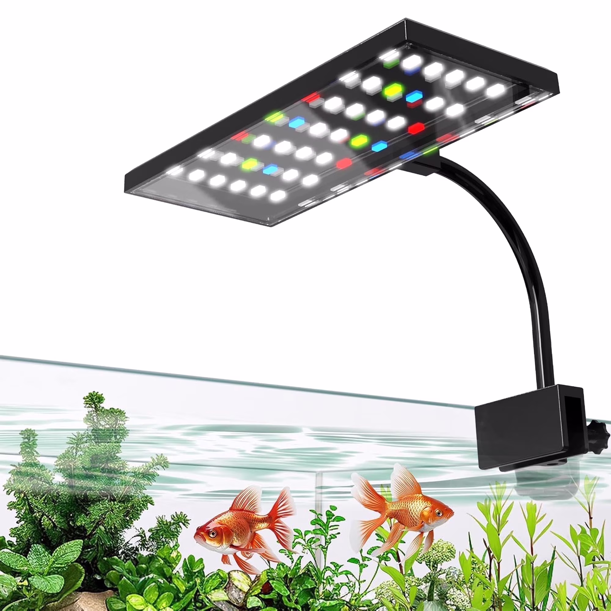 A6 Aquarium Light with Timer - Full Spectrum LED Fish Tank Lighting with US Plug, Adjustable Brightness for Freshwater & Saltwater