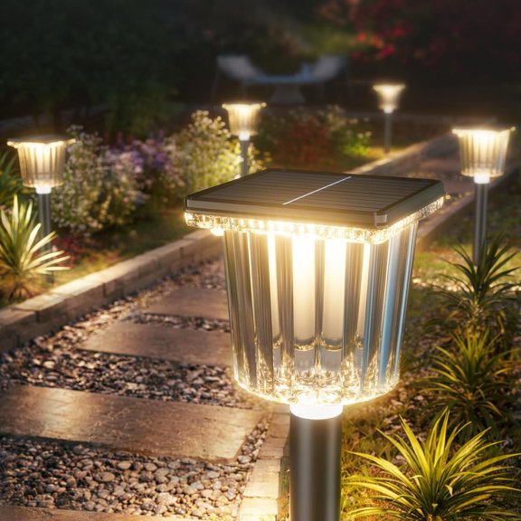 Super Bright Solar Pathway Lights Outdoor Powered 8 Pack,Adjustable Warm&Cool White,Waterproof IP65 Solar Garden Decor Landscape Lighting Outside for Front Yard/Patio/Walkway/Driveway/Lawn/Path Light