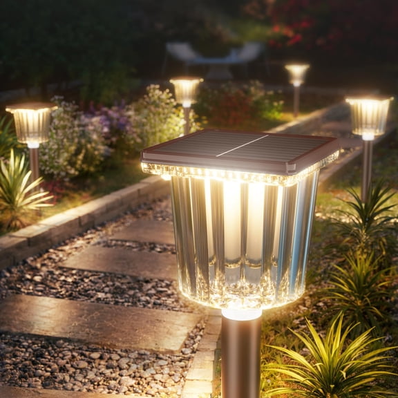 Super Bright Solar Pathway Lights Outdoor Powered 8 Pack,Adjustable Warm&Cool White,Waterproof IP65 Solar Garden Decor Landscape Lighting Outside for Front Yard/Walkway/Patio/Driveway/Lawn/Path Light