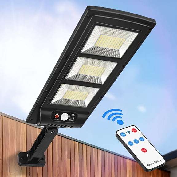 Super Bright Solar Street Light Outdoor, 504/720 LED, 4 Modes Motion Sensor, IP65 Waterproof, Foldable Bracket, Cool White for Yard, Garden, Parking Lot, Commercial & Christmas Gift