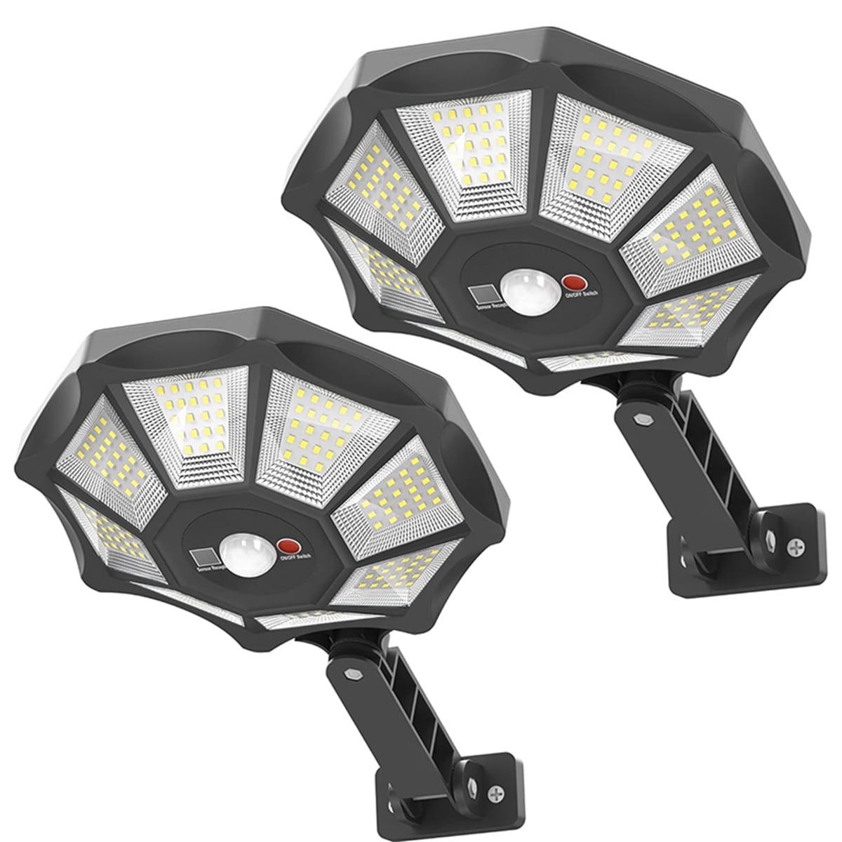 Super Bright Solar Street Lights, 2 Pack 8800LM Dusk to Dawn Motion Sensor Solar Street Lights, Waterproof Flood Security Street Light Outdoor for Yard, Garden, Path, Patio, Porch
