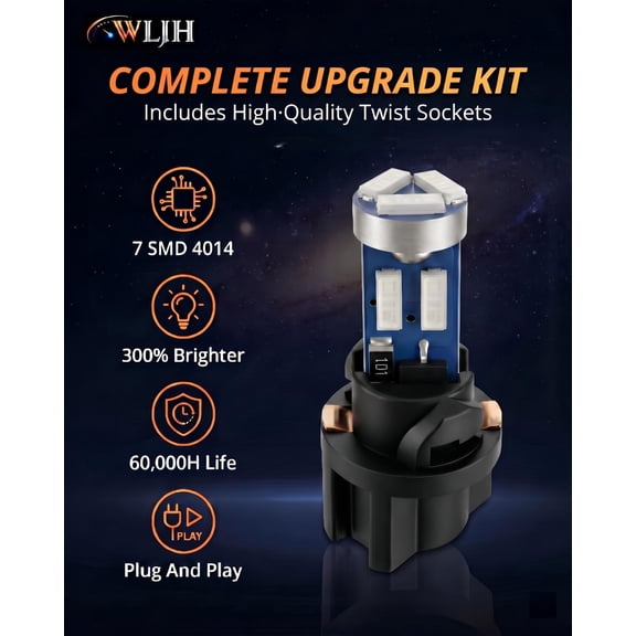 Super Bright T5 74 27 37 73 Led Bulb Light with PC74 Twist Sockets for Automotive Dash Instrument Panel Cluster Warning Indicator Backlighting Bulbs Blue,Pack of 6