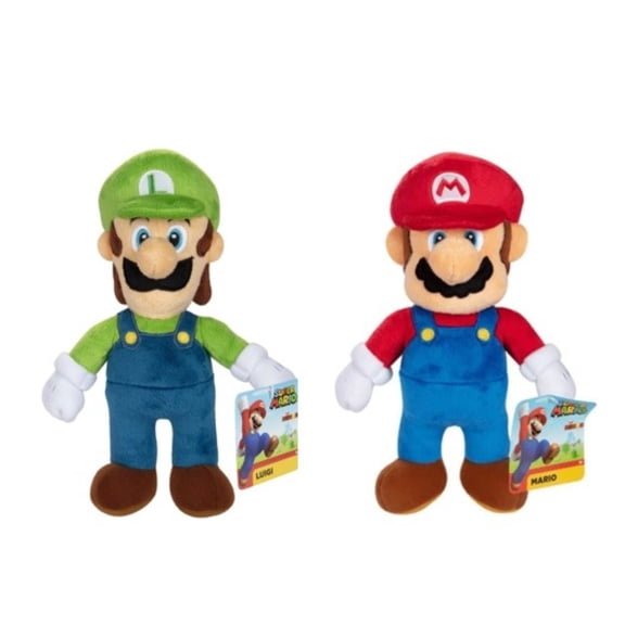 Super Bros Collectible Plush Duo – Mario & Luigi Display Set (9-Inch, 2-Pack)