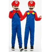 Super Brothers Costume Family Matching Adult & Kids Cosplay Costume Mario Brothers Halloween Cosplay Costume