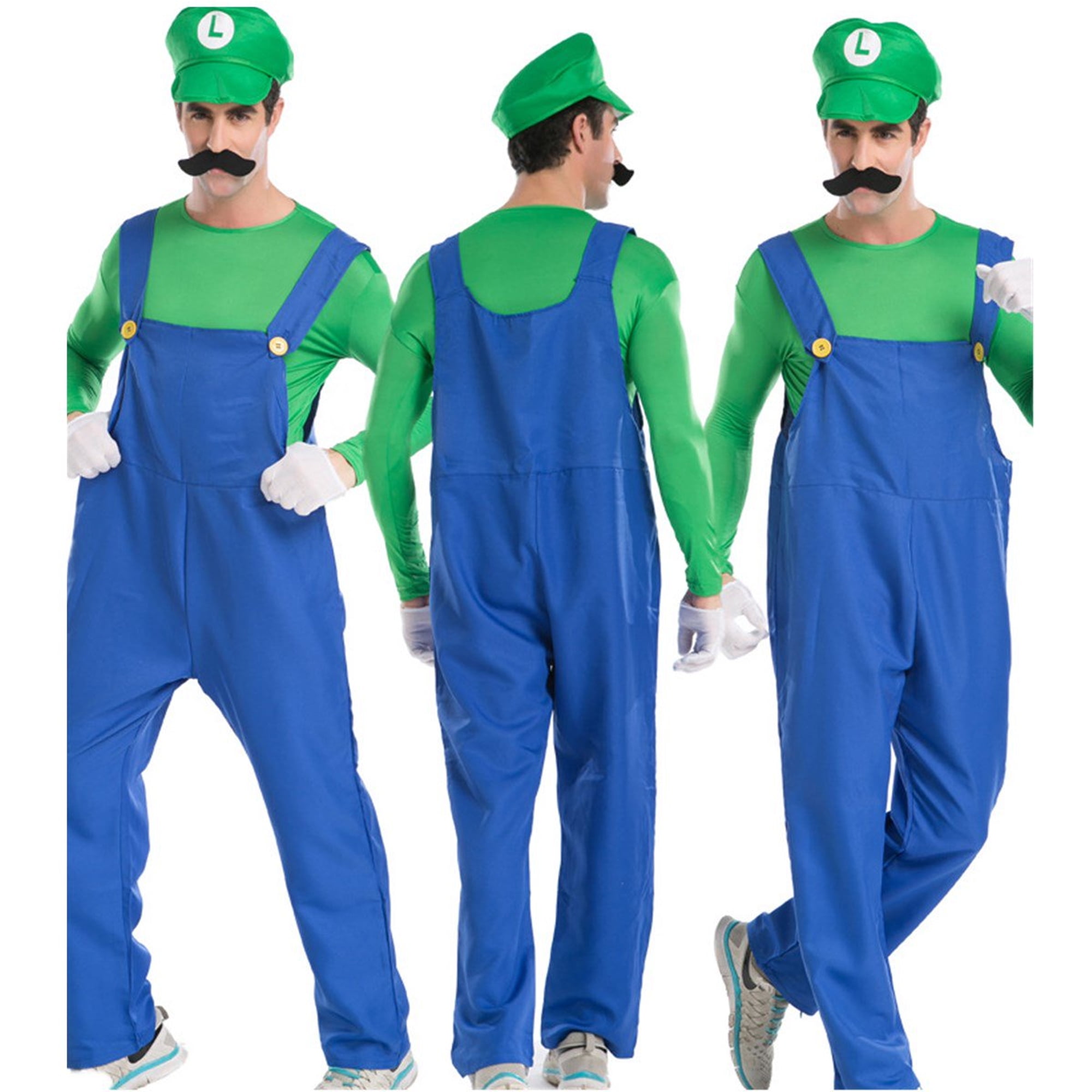 Kids Adult Super Mario Luigi Brothers Jumpsuit Cosplay Costume Carnival  Dress