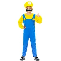 Super Brothers Costume For Kids Halloween Cosplay Jumpsuits With Hat And Beards
