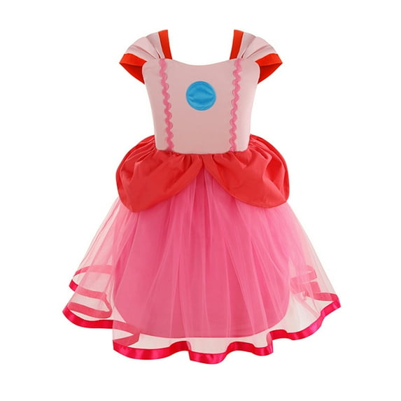 Super Brothers Princess Peach Costume Halloween Christmas Cosplay for Little Girls Dress