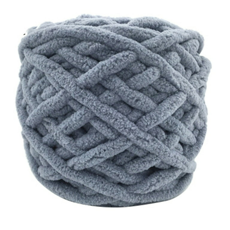 Super Bulky Chunky Blanket Chenille Yarn for Arm Knitting, Soft Extreme Big  Polyester Easy Care Weaving Yarn Luxury Thick Yarns,Gray 