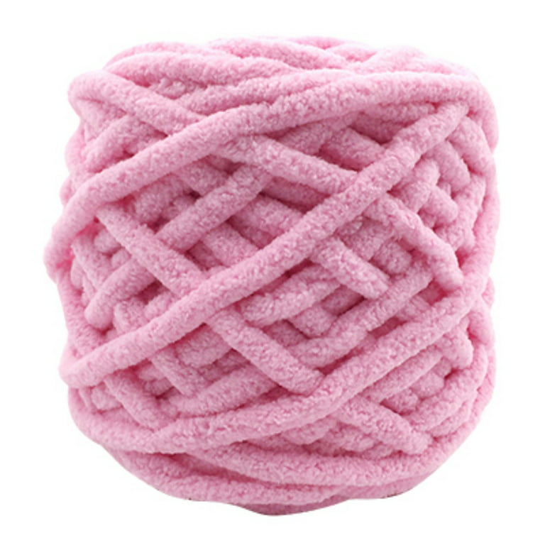 Super Bulky Chunky Blanket Chenille Yarn for Arm Knitting, Soft Extreme Big  Polyester Easy Care Weaving Yarn Luxury Thick Yarns,Pink