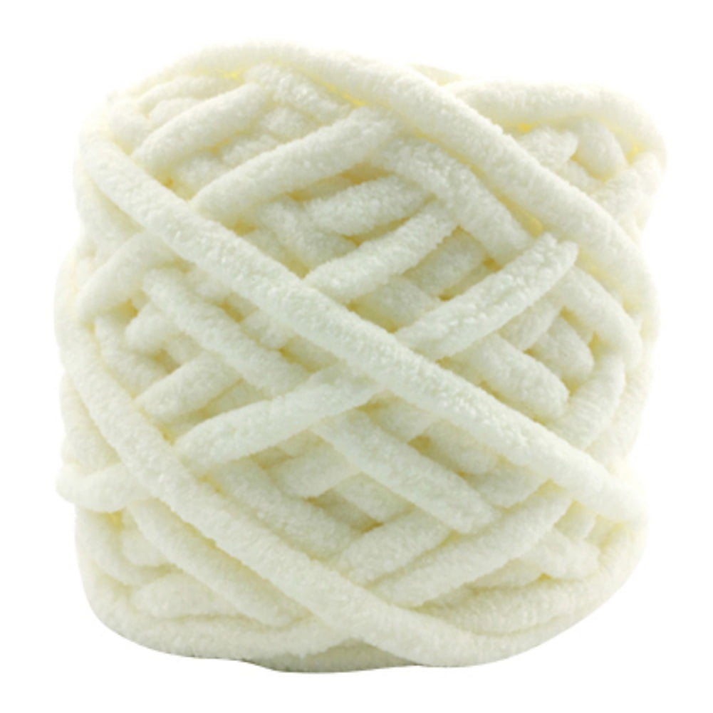 Rice White Fat Chenille Yarn,Arm Knitting Yarn,Fluffy Chunky Yarn