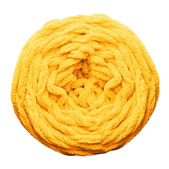 Super Bulky Chunky Chenille Knitting Yarn, Jumbo Thick Soft Hand Knit Yarn, Fluffy Crochet Thread for DIY Handmade Blankets, Sweaters, Home Decor Crafts and Hand Knitting Projects,Yellow