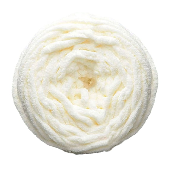 Super Bulky Chunky Chenille Knitting Yarn, Jumbo Thick Soft Hand Knit Yarn, Fluffy Crochet Thread for DIY Handmade Blankets, Sweaters, Home Decor Crafts and Hand Knitting Projects,White