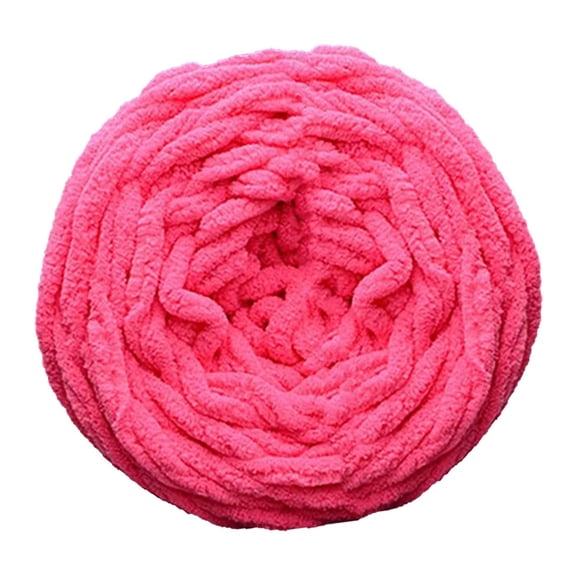 Super Bulky Chunky Chenille Knitting Yarn, Jumbo Thick Soft Hand Knit Yarn, Fluffy Crochet Thread for DIY Handmade Blankets, Sweaters, Home Decor Crafts and Hand Knitting Projects,Hot pink