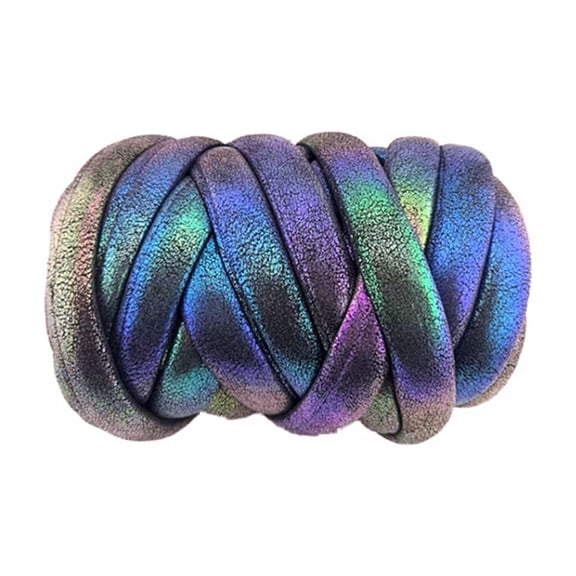 Super Bulky Chunky Knitting Yarn, Giant Jumbo Roving Yarn for Arm Knitting, DIY Blankets, Basket Weaving | Imitation Metallic Leather Thick Yarn Arm Knitting Yarn