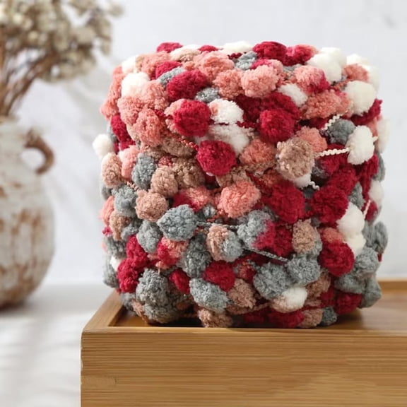 Super Bulky Pom Pom Yarn - 1Rolls 100g/Roll, Multi-Color, Soft, Lightweight, Polyester Snowball Yarn