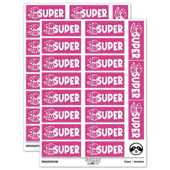 Super Caped Dog Teacher Student School Sticker Set - Hot Pink - Matte Finish - 2.00" Large