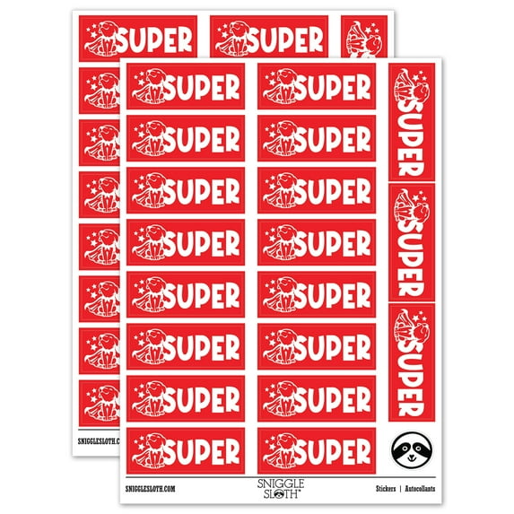 Super Caped Dog Teacher Student School Sticker Set - Red - Matte Finish - 2.00" Large