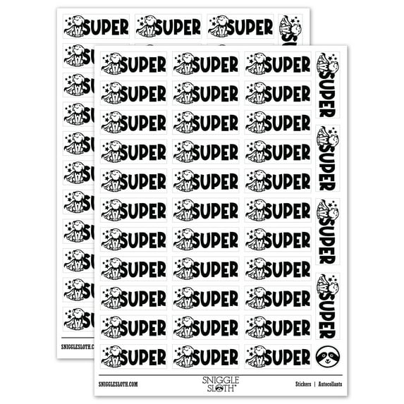Super Caped Dog Teacher Student School Sticker Set - White - Matte Finish - 1.5" Small