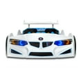 thumbnail image 1 of Super Card Beds Manufactured Wood Twin GT1 Race Car Novelty Bed with LED Lights and Sound, White, 1 of 6