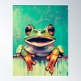 thumbnail image 1 of Super Cheerful Vivid Frog On A Fence So Hoppy #6 Poster Wall Art, Modern Wall Decor For Living Room Bedroom, 8x12 UNFRAMED, 1 of 2