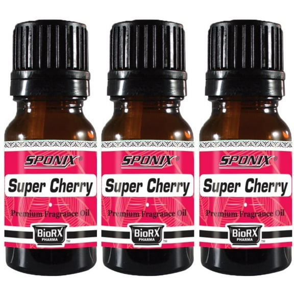 Super Cherry Fragrance Oil 10 ml / 0.33 fl oz Aromatherapy - 100% Pure by Sponix Made in USA Pack of 3