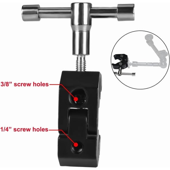 Super Clamp, 4 Pack with 1/4 and 3/8 Thread Crab Clamps | For DSLR Rig, Camera Monitor, LED Light, Microphones, Photography
