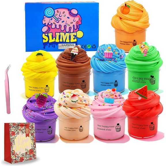 Super Clay Slime DIY Soft & Squishy Clay Scented Slime Sensory Clays, Super Clays Slimes DIY Soft and Squishy, Non-Sticky Stretchy Fluffy, Moldable Modeling Kit, Party Favors (9PCS)