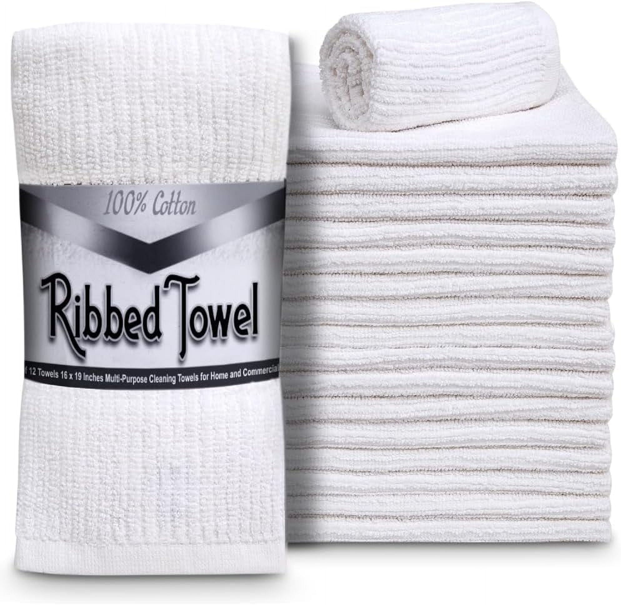 Super Cleaning Towels 12 Pack Ribbed Kitchen Towels Absorbent Cotton