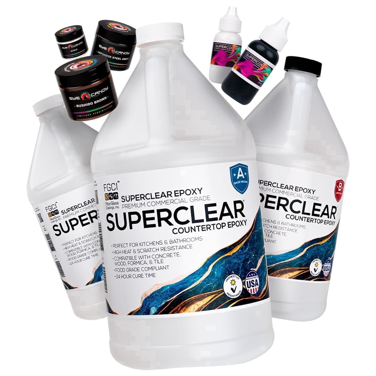 Superclear Countertop Epoxy Resin Black Marble 1.5 Gallon Kit, DIY Countertop Transformation for Kitchen, Bathroom, and Bar Tops, Food Safe, Made in the USA